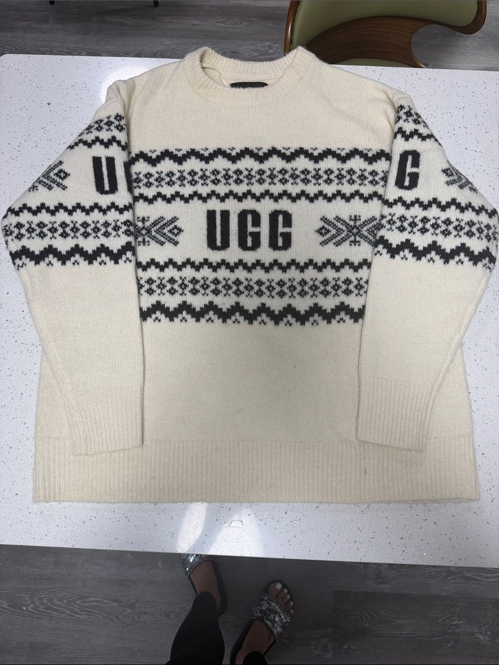 UGG Cream and Black Fair Isle Crewneck Sweater UNISEX